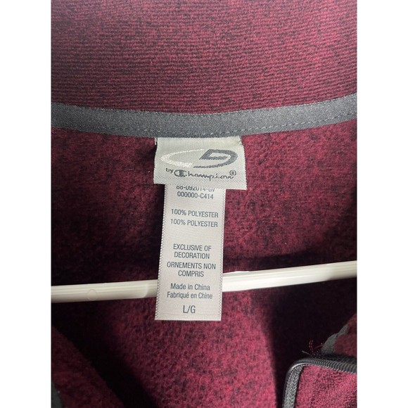 C9 by Champion 1/4 Zip Sweater Mens Large L Maroon Fleece Long Sleeve EUC - Picture 4 of 15